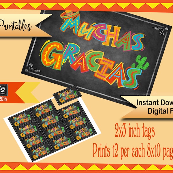 Muchas Gracias Tags - Etsy