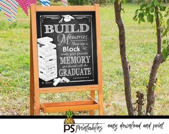 PRINTABLE Graduation Sign | Sign a block grad sign, grad party ideas, 2023 graduation party sign, DIY graduation party decor