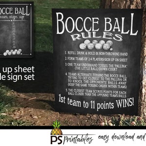 Yard Games for Weddings Sign PRINTABLE yard games poster, Bocce Ball Game Sign, Backyard BBQ games, Bocce Ball Game image 1