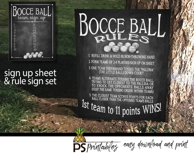 Yard Games for Weddings Sign PRINTABLE yard games poster, Bocce Ball Game Sign, Backyard BBQ games, Bocce Ball Game image 1