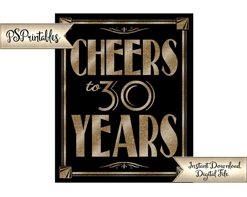 Cheers to 30 Years PRINTABLE Birthday Sign 30th Birthday | Etsy