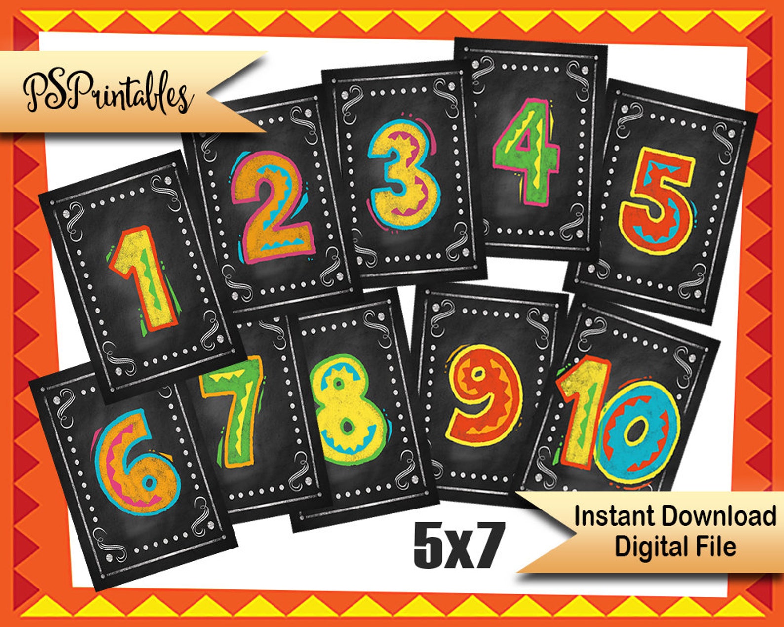 Fiesta Table Numbers 110 PRINTABLE Wedding Numbers Fiesta Etsy
