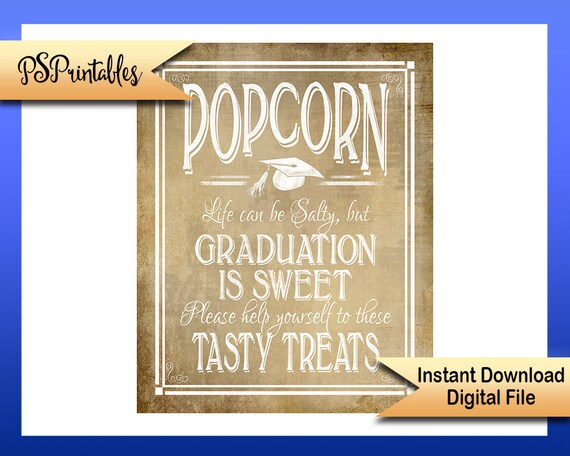 Popcorn Grad Sign Graduation Sign Popcorn Bar Sign - Etsy