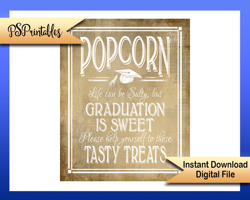 Popcorn grad indicator, commencement indicator, Popcorn bar indicator image about Popcorn Sign Printable known as Popcorn grad signal, commencement indicator, Popcorn bar signal