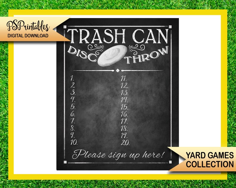 Yard Games Trash Can Disc Throw Yard Game Sign Bbq Yard Etsy UK