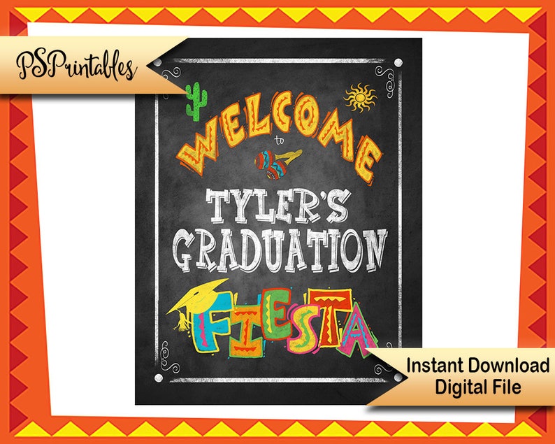 Welcome to my Graduation Fiesta Sign Printable Grad Party Decorations, DIY Graduation Sign, Fiesta Printable, Grad Party Printables image 1
