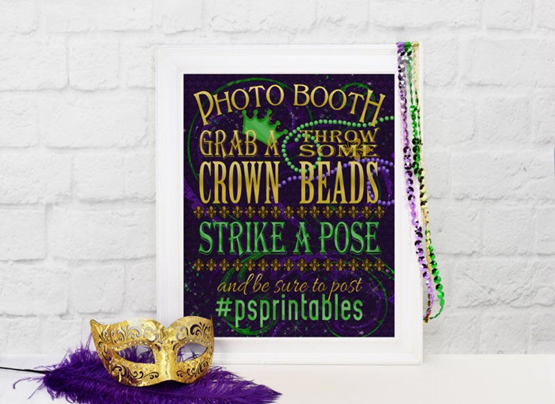 Mardi Gras Printable Photo Booth Sign, Mardi Gras Signs, New Orleans