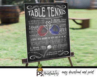 Game sign TABLE TENNIS | printable game poster, table tennis rule sign, table tennis game sign, table tennis game