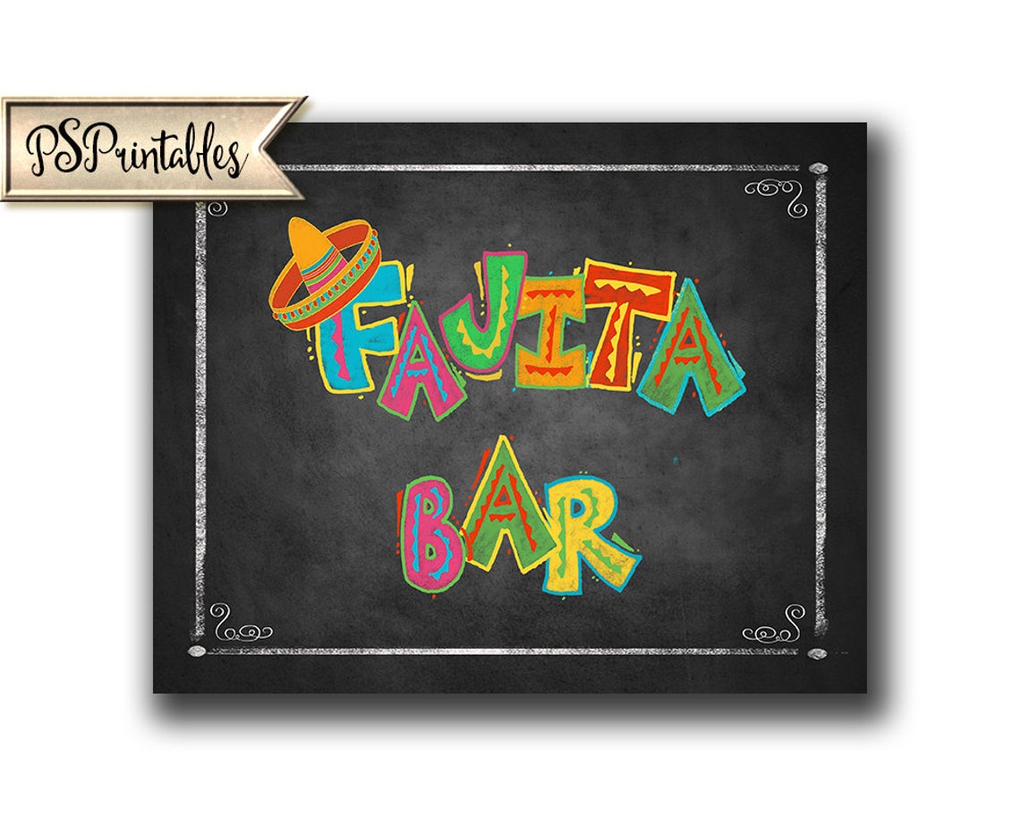 Printable Fiesta Sign Fajita Bar Chalkboard Printable Etsy Canada