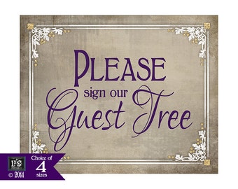 Printable Sign our Guest Tree Wedding Sign, Guest Tree wedding sign, Sign a leaf wedding sign, DIY wedding signage - Old Lace Collection