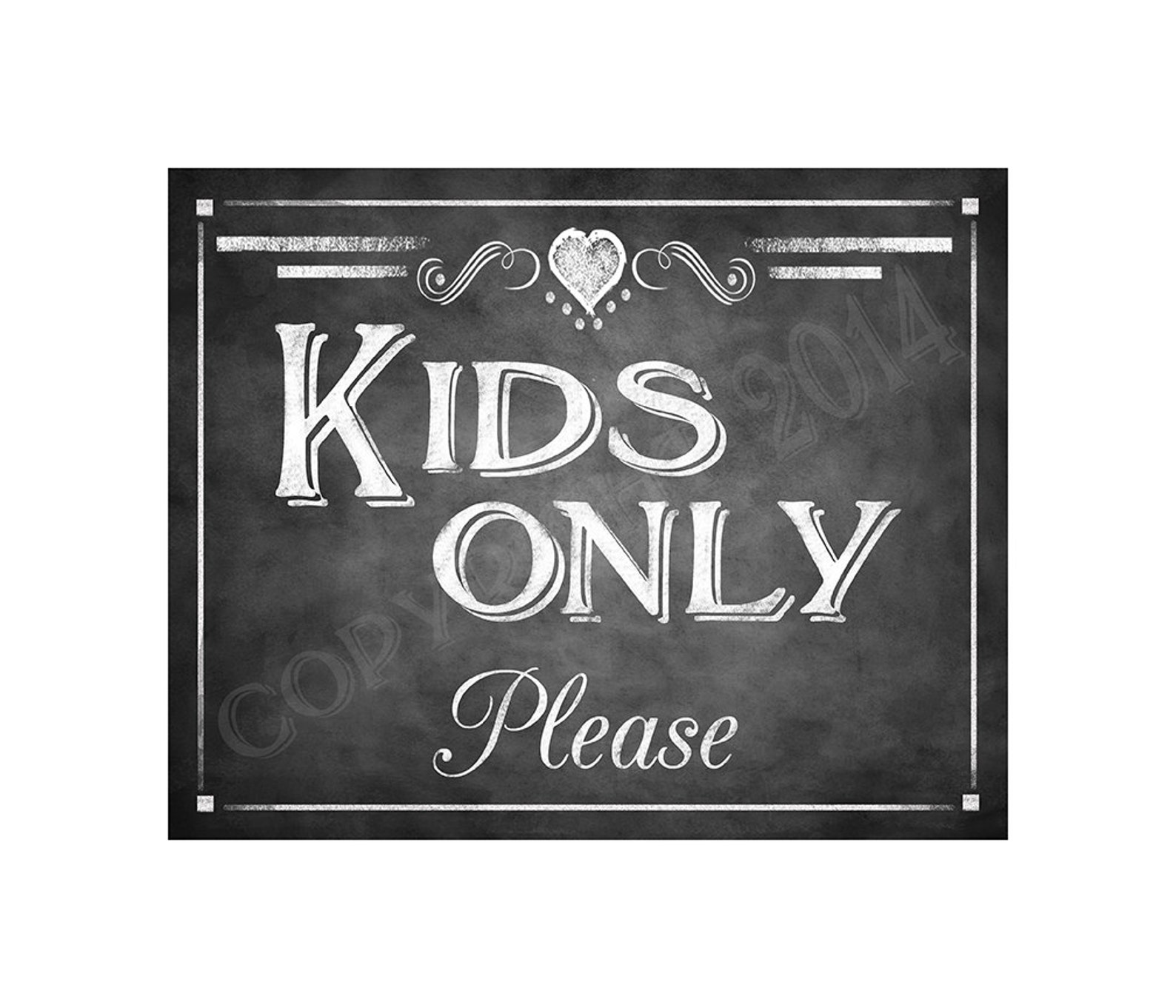 Chalkboard Style KIDS ONLY Please Diy PRINTABLE Sign Rustic Etsy