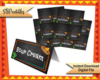 printable fiesta buffet cards fiesta placecards mexican etsy