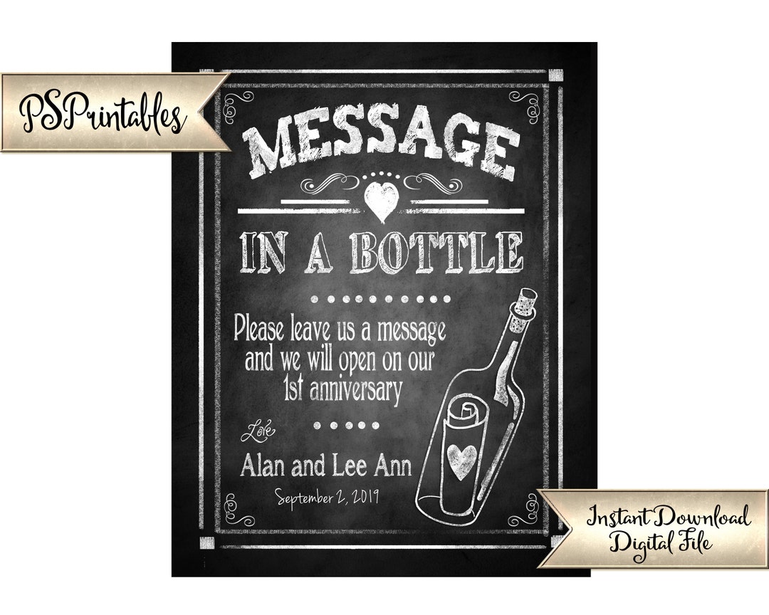 Message in a Bottle Wedding Sign PRINTABLE Wedding Decor - Etsy