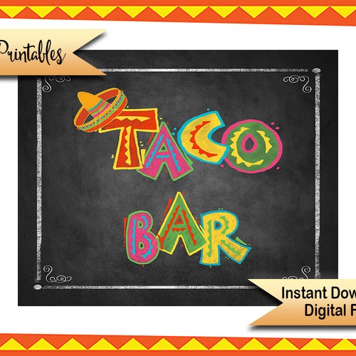 Printable NACHO BAR Sign Taco Party Sign Birthday Fiesta - Etsy