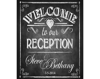 Welcome to our Reception PRINTABLE Wedding Sign | Personalized Wedding Sign, Reception Welcome, Rustic Wedding Decor, Wedding Decorations
