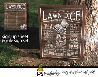 yard games - lawn dice game sign - bbq games - lawn dice - yard game sign - printable yard game sign -  wedding yard games - lawn dice game