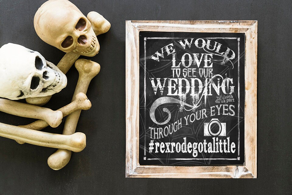Halloween Wedding HASHTAG Sign Halloween Wedding Decor Goth Etsy