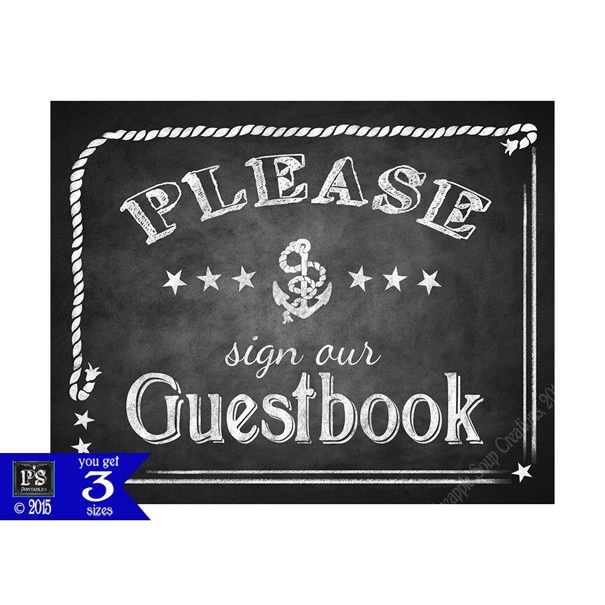 Printable Wedding Chalkboard Sign PLEASE Sign Our GUESTBOOK | Etsy