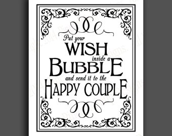 PRINTABLE Bubble Send off DIY Wedding sign - immediately available via download - traditional Black Tie Collection - Wedding Signage