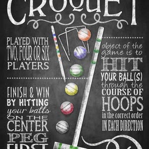 Yard Games for Weddings Sign PRINTABLE yard games poster, Croquet Game Sign, Backyard BBQ games, Croquet Game image 9