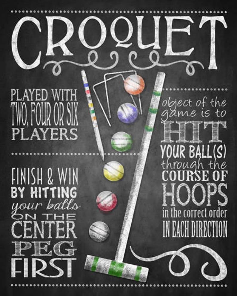 Yard Games for Weddings Sign PRINTABLE yard games poster, Croquet Game Sign, Backyard BBQ games, Croquet Game image 9