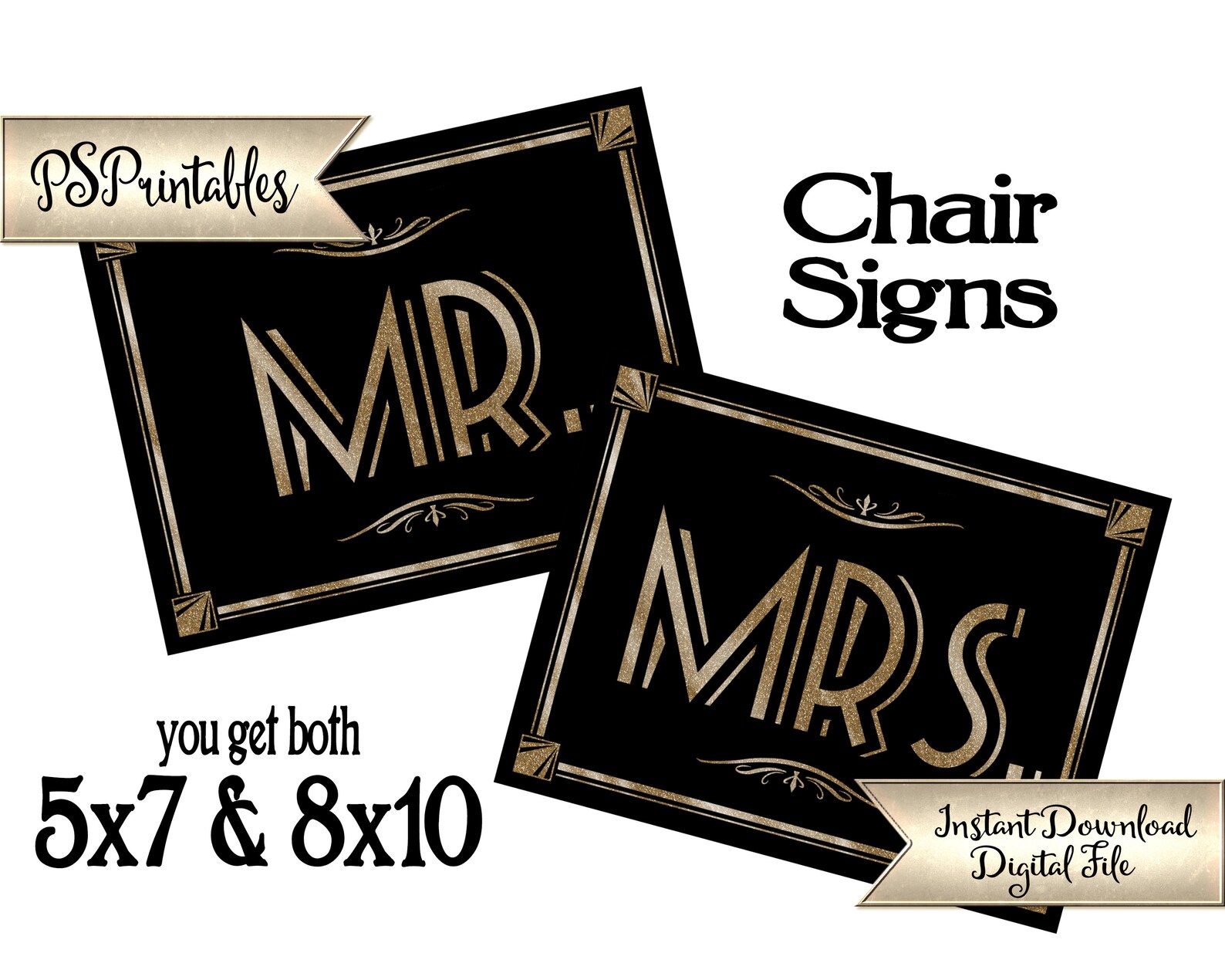 PRINTABLE Chair Signs Printable Wedding Chair Signs Mr &amp; - Etsy