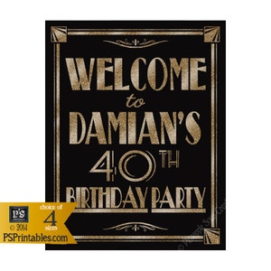 Birthday sign - Happy 50th birthday. Hollywood birthday party decorations,  50 year old birthday, Gatsby roaring 20s party supplies, art deco