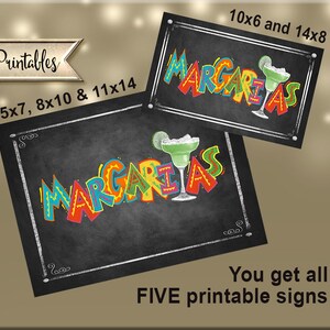 Printable Margaritas Sign, Chalkboard Sign, Fiesta Margarita Sign Cinco ...