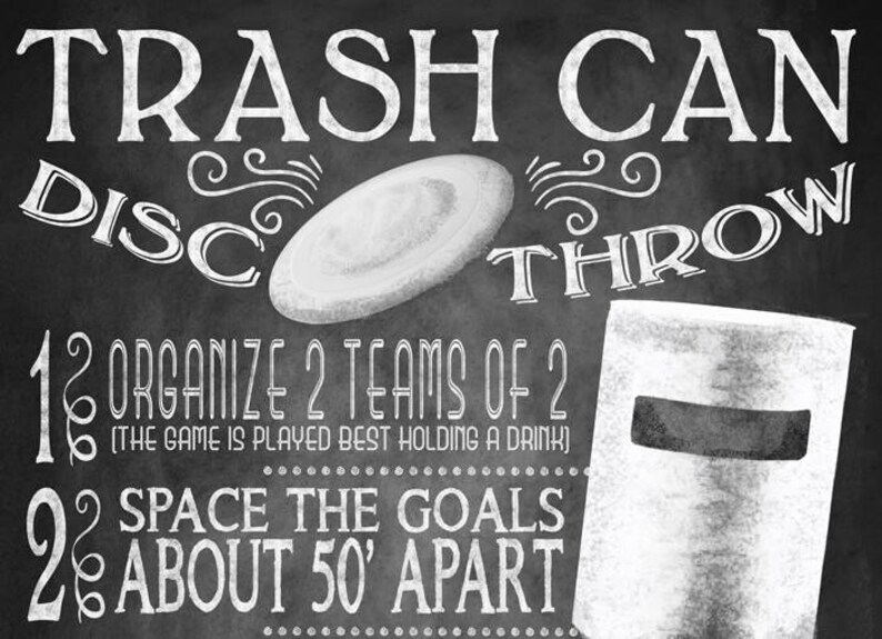 Yard Games Trash Can Disc Throw Yard Game Sign Bbq Yard Etsy UK