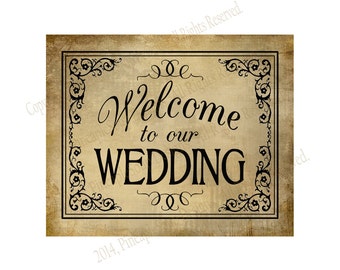 Welcome to our Wedding Printable File - DIY instant download - Vintage Black Tie Collection