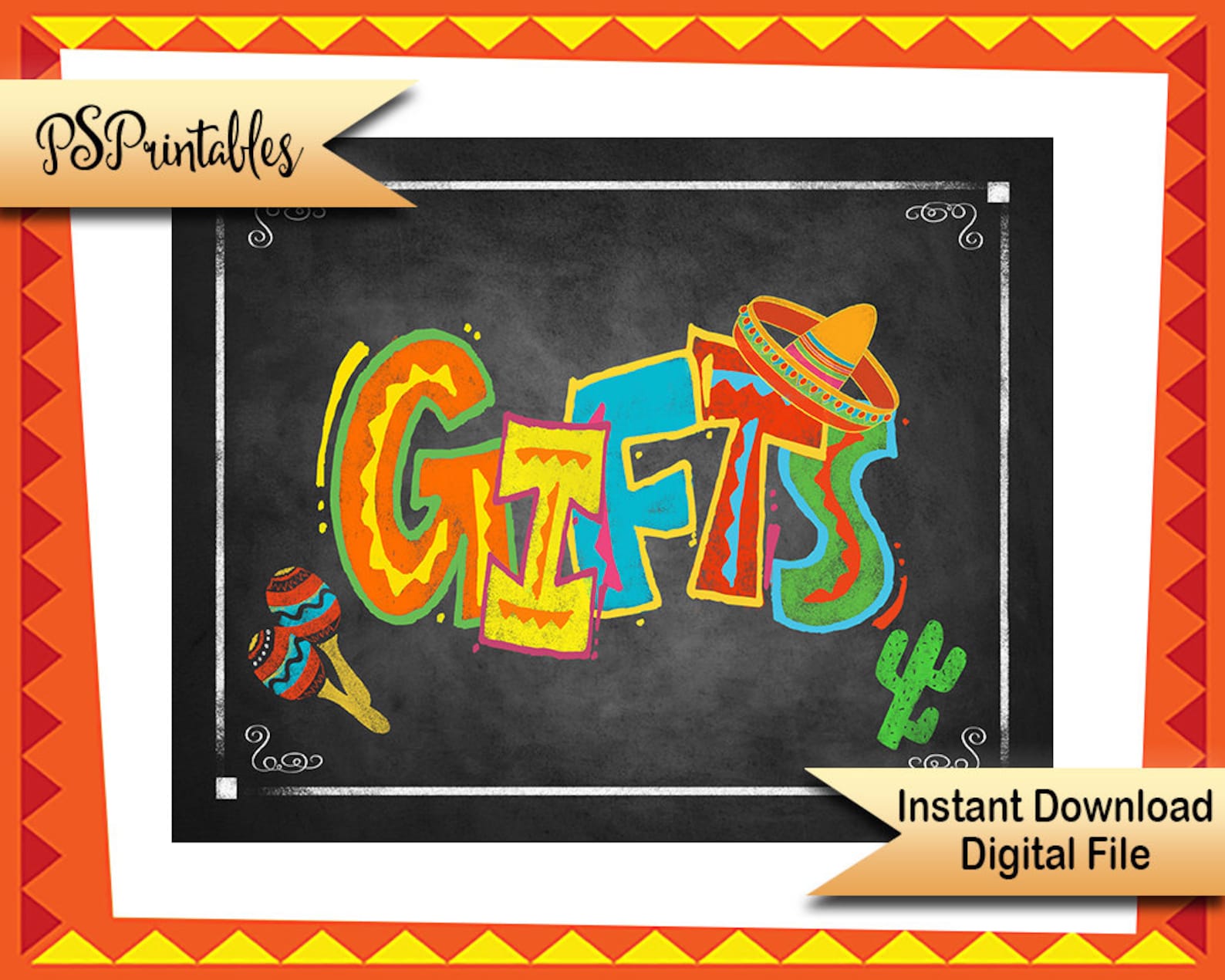 Printable Fiesta Gifts Sign Chalkboard Printable Sign | Etsy