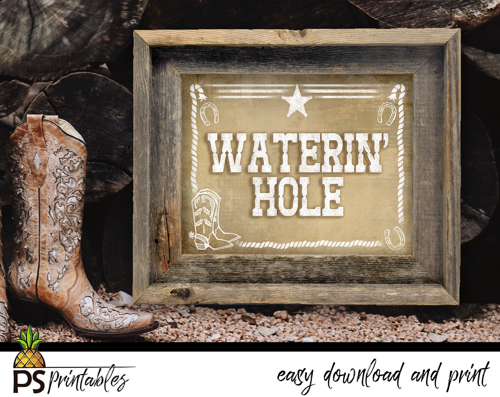 Waterin' Hole PRINTABLE Sign Western Themed Wedding BAR - Etsy