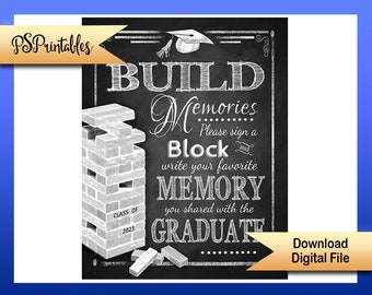 2024 PRINTABLE Graduation Sign | Sign a block grad sign, grad party ideas, 2024 graduation party sign, DIY graduation party decor