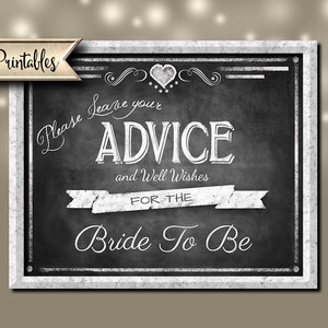 instant download digital file Printable Vintage Wedding Shower Sign-ADVICE for the Bride to Be sign DIY 5x7 8x10 or 11 x 14