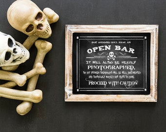 Halloween Wedding Sign | PRINTABLE Open Bar Drunken Shenanigans Halloween Wedding BAR Sign, chalkboard wedding, halloween bar sign, wicked