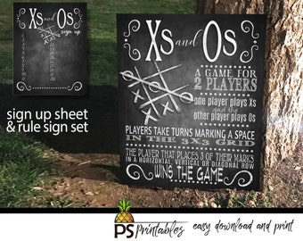 Game poster for classrooms | PRINTABLE yard games poster, tic tac toe Game Sign, Backyard BBQ games, x's and o's game,