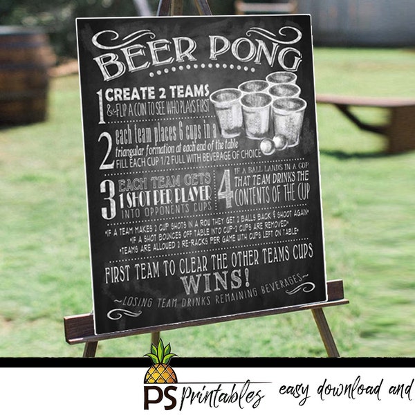 Hof Spiele für Hochzeiten Zeichen | DRUCKBARE Yard Spiele Poster, Beer Pong Spiel Zeichen, Hinterhof BBQ Spiele, Tafel Beer Pong Spiel Zeichen