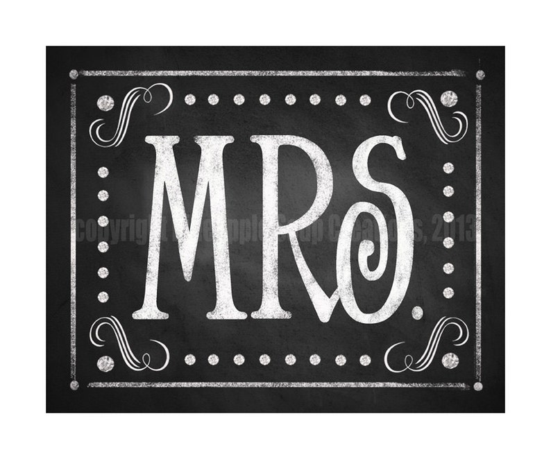 DIY Printable Wedding MR &amp; MRS Chair Signs in Chalkboard Style - Etsy