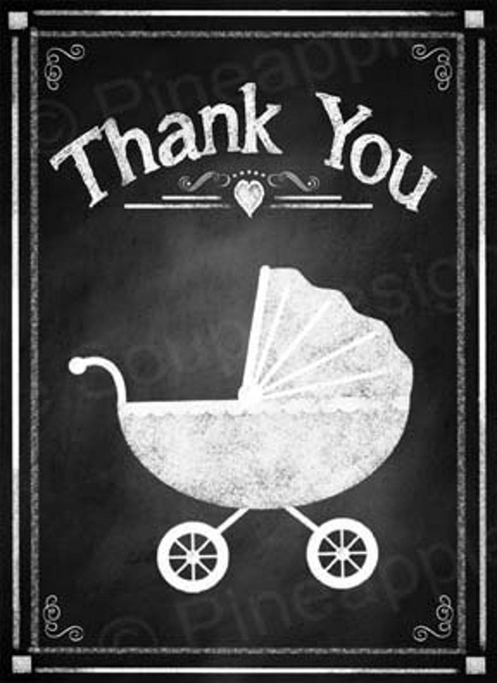 Printable DIY Baby Shower Thank You Cards Rustic Chalkboard Etsy