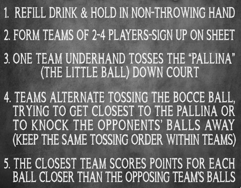 BOCCE BALL sign up and rules sign set in chalkboard Etsy