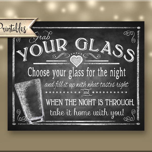 Printable Wedding Pint Glass Favors sign, pint glass wedding favors sign, chalkboard wedding, DIY rustic wedding signs, barn wedding sign