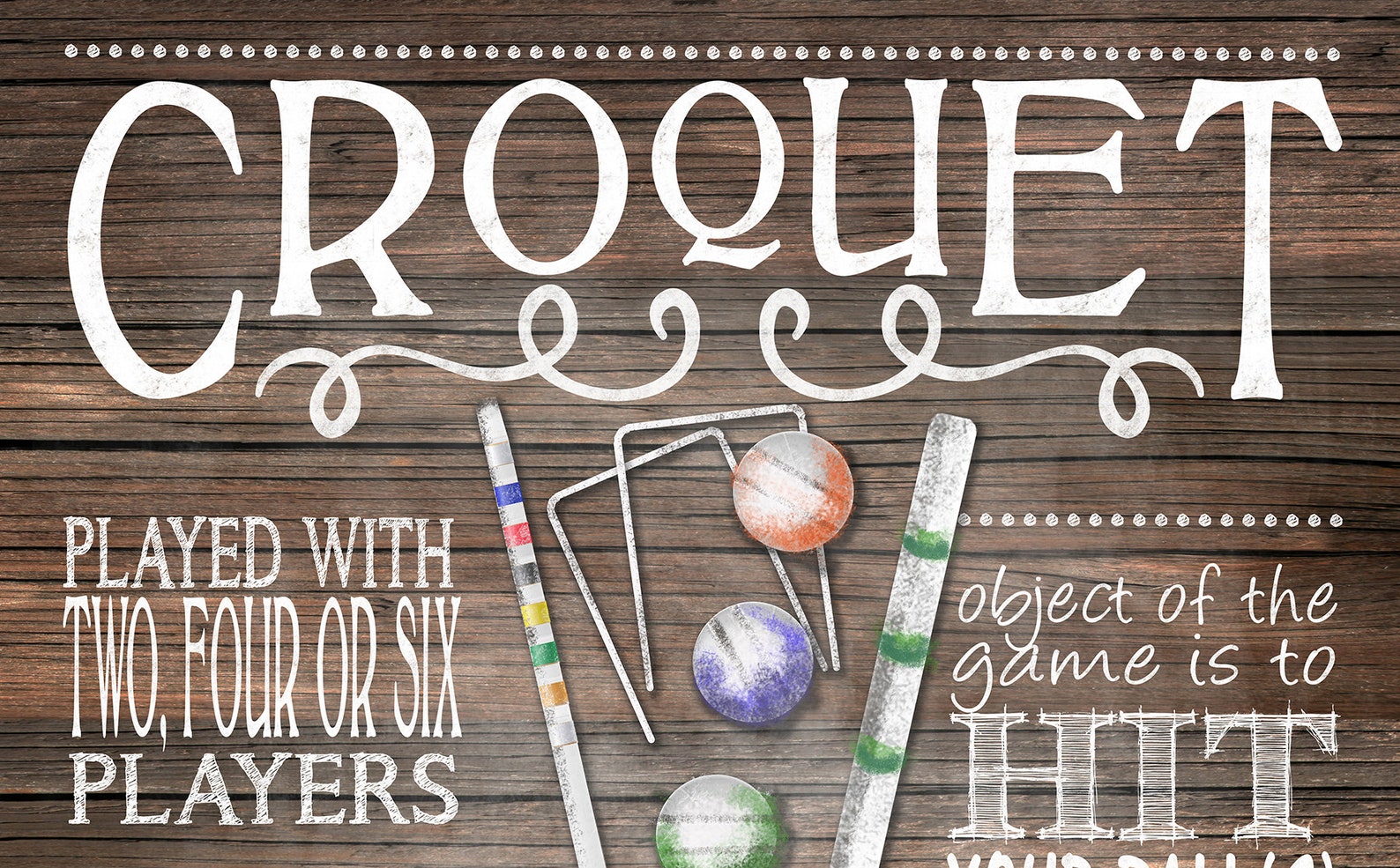 CROQUET Rules Sign Wood Designyard Games Instant Download Etsy