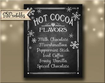 Printable Hot Cocoa Bar Sign, Winter wedding sign, Christmas Party, Hot Cocoa, Chalkboard wedding, Rustic Wedding signs, Hot Chocolate bar