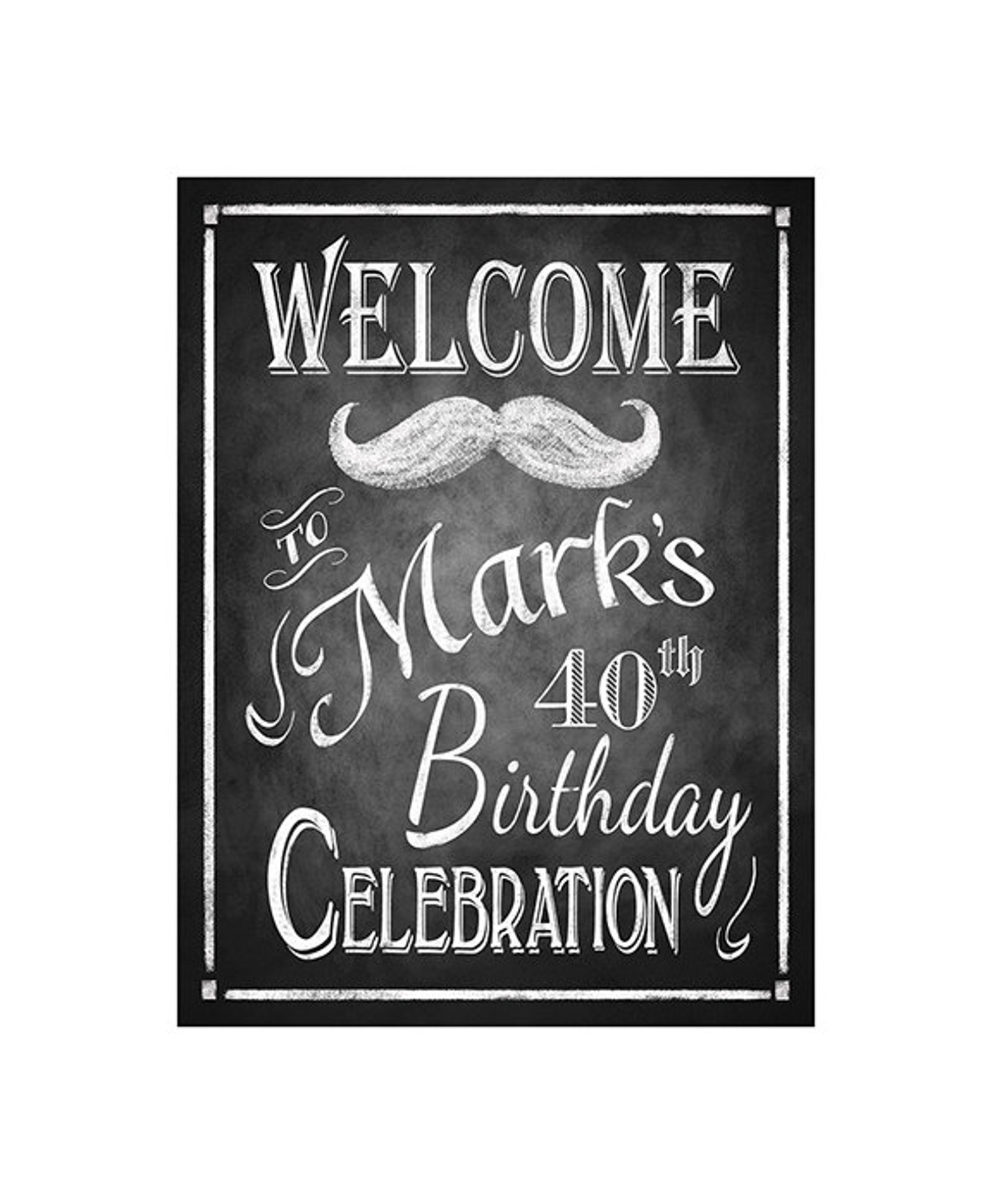 Personalized Moustache Birthday Party Sign PRINTABLE Etsy