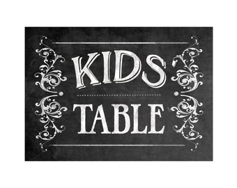 Printable - KIDS TABLE - instant download digital file - DIY - Victoria Chalkboard Collection