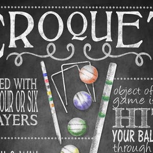 Yard Games for Weddings Sign PRINTABLE yard games poster, Croquet Game Sign, Backyard BBQ games, Croquet Game image 3