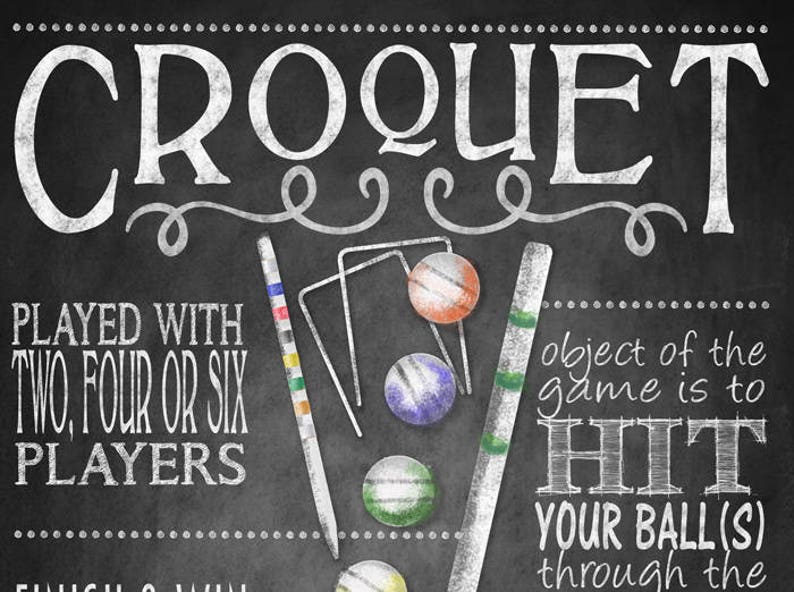 Yard Games for Weddings Sign PRINTABLE yard games poster, Croquet Game Sign, Backyard BBQ games, Croquet Game image 3