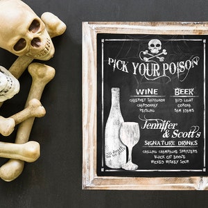 Halloween Wedding DRINK MENU | PRINTABLE Halloween Party Drink Menu, Halloween Wedding Decor,  Printable File, Pick Your Poison, Drink Menu