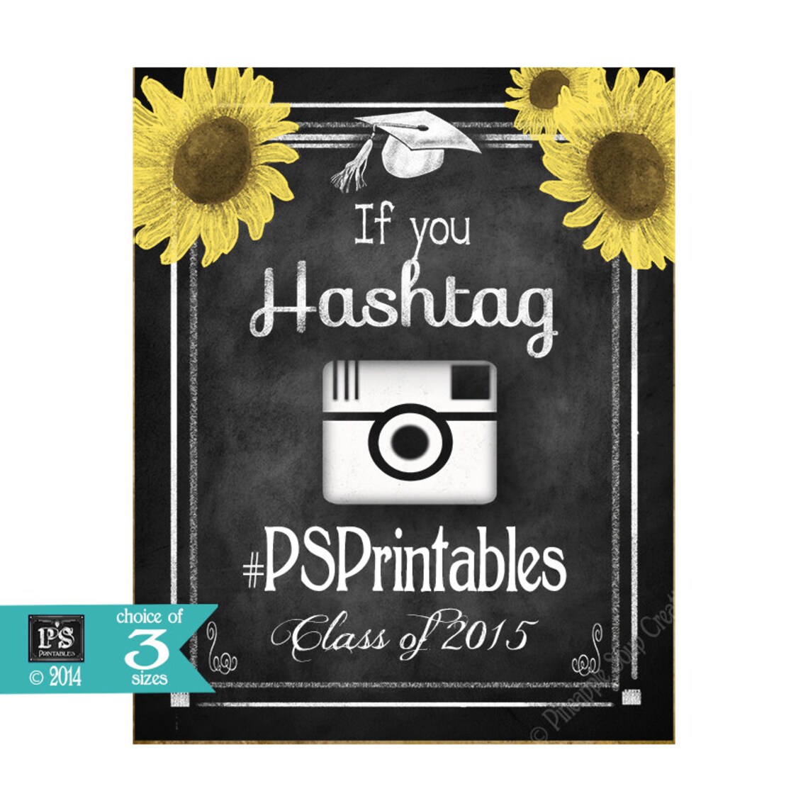 Printable Graduation Hashtag Sign Grad Social Media Sign Etsy