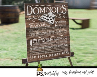 yard games - dominoes yard game sign - bbq yard games - dominoes rule sign - lawn game sign - printable yard sign-diy yard game sign - games